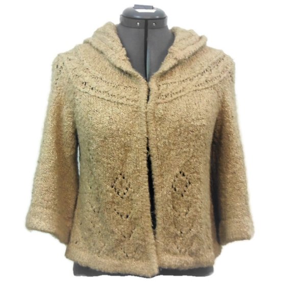 BKE Womans Light Brown Hooded Cardigan Sweater -S - Picture 3 of 8